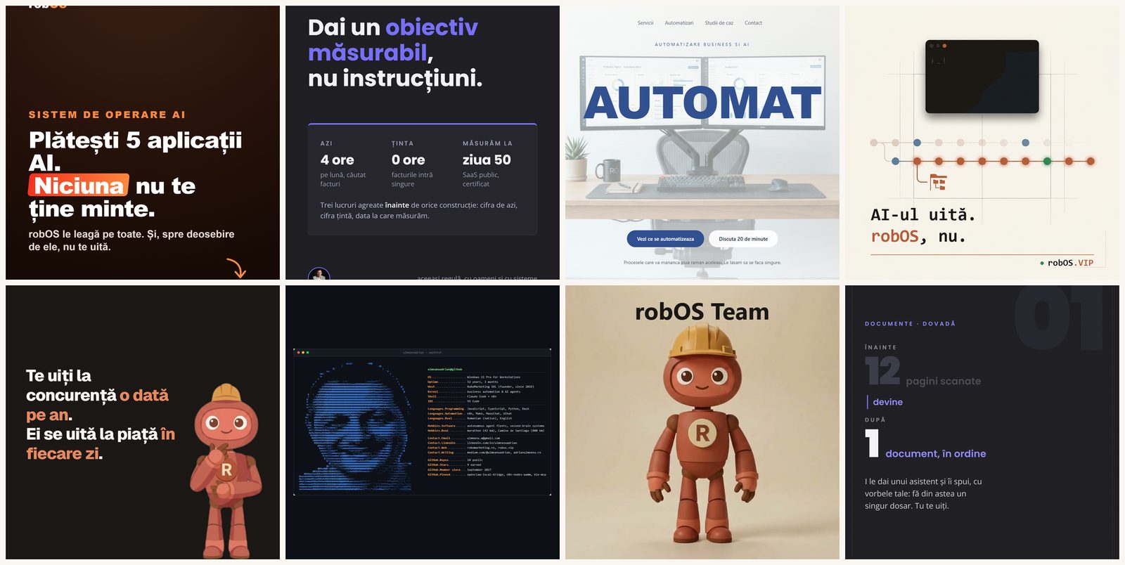 Mozaic cu opt livrabile reale iesite din robOS